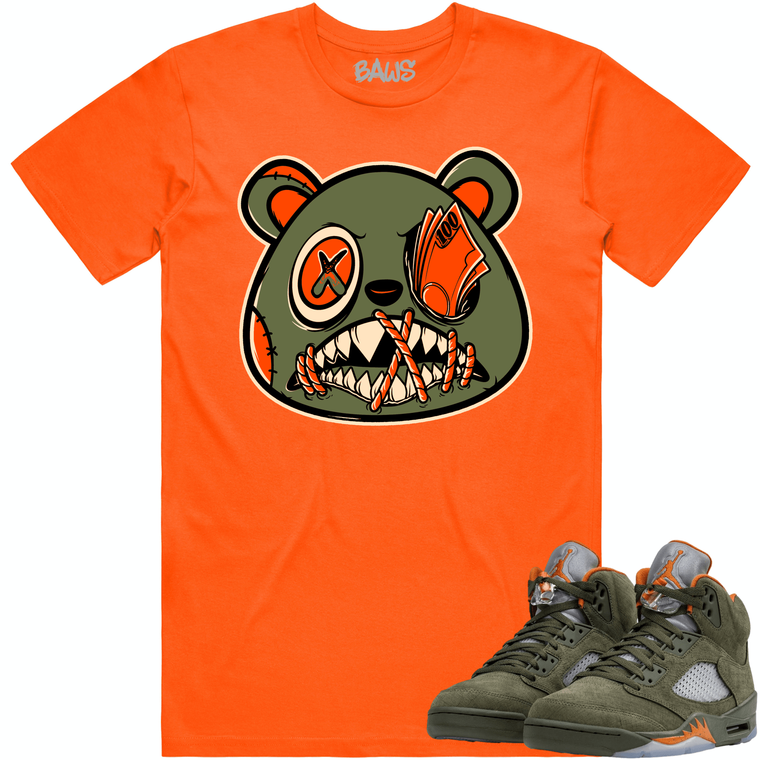 Jordan Retro 5 Olive 5s Shirt to Match - CELADON MONEY TALKS BAWS