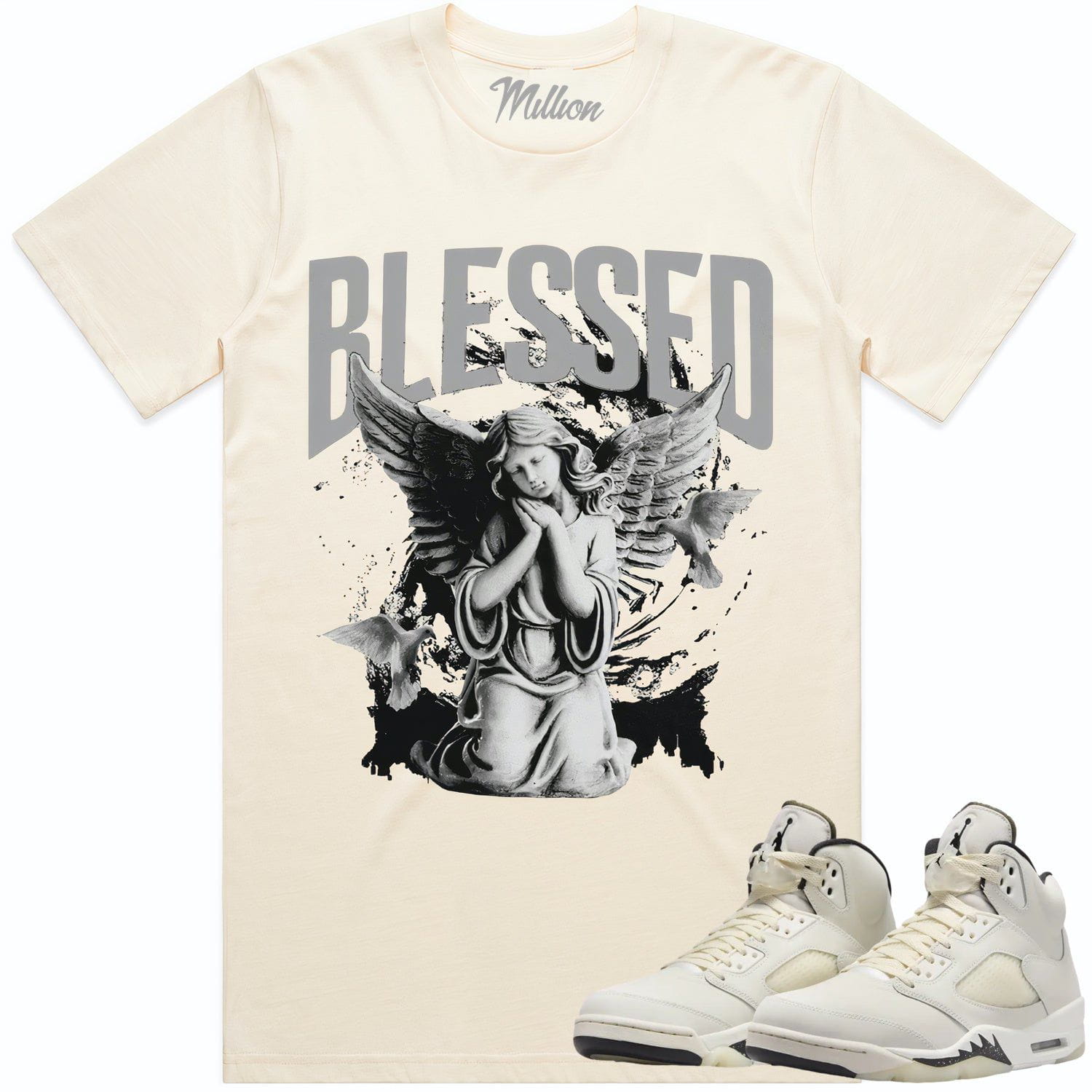 Jordan Retro 5 Sail 5s Shirt to Match - BLESSED