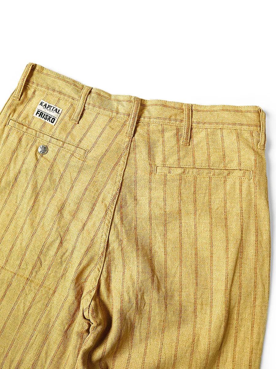 Kapital Cotton Linen Gibson Stripe 5P Frisco Pants