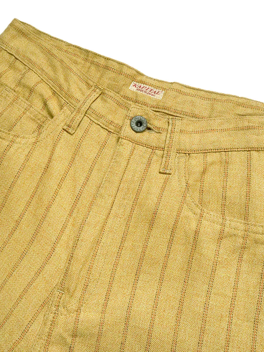 Kapital Cotton Linen Gibson Stripe 5P OKABELLBO Pants