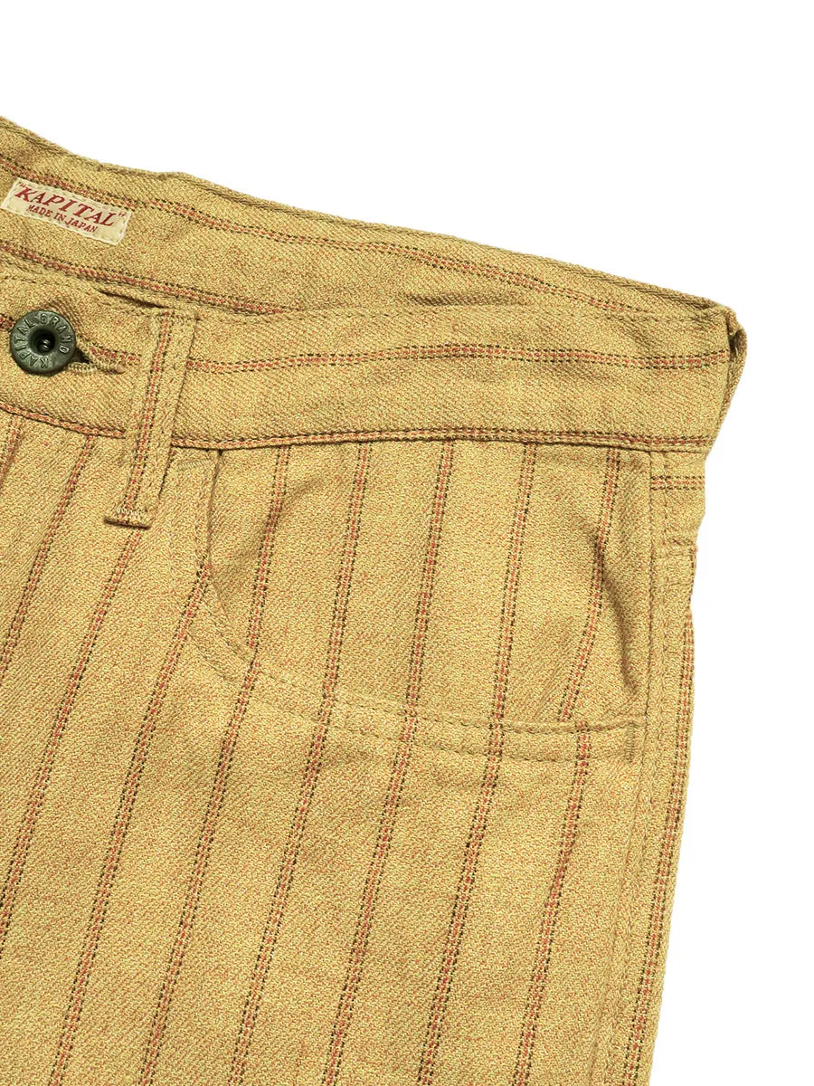 Kapital Cotton Linen Gibson Stripe 5P OKABELLBO Pants