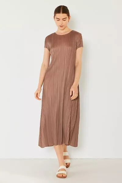 Marina West Swim Pleated Cap Sleeve A-Line Dress