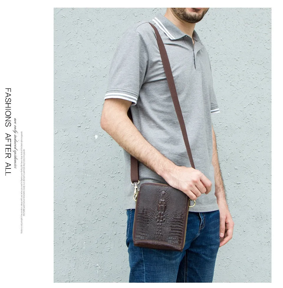 Men's Single Strap Genuine Leather Flap Shape Casual Messenger Bag