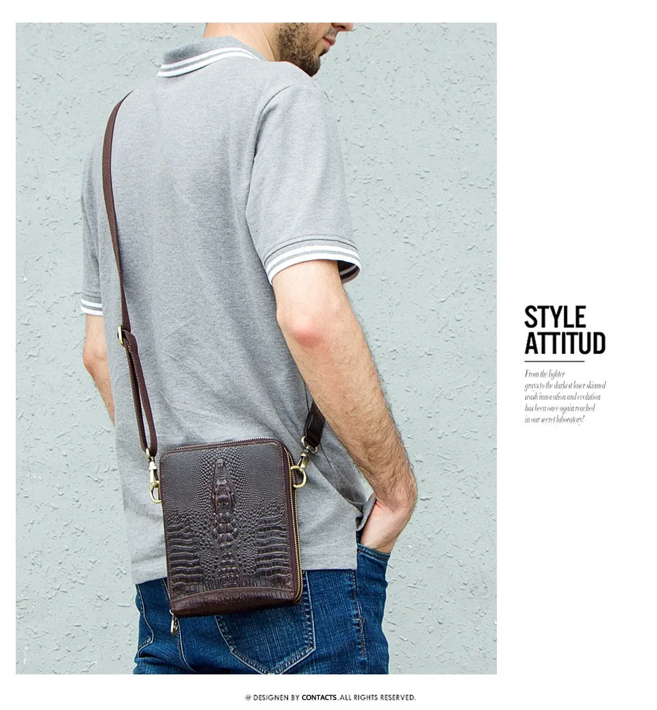 Men's Single Strap Genuine Leather Flap Shape Casual Messenger Bag