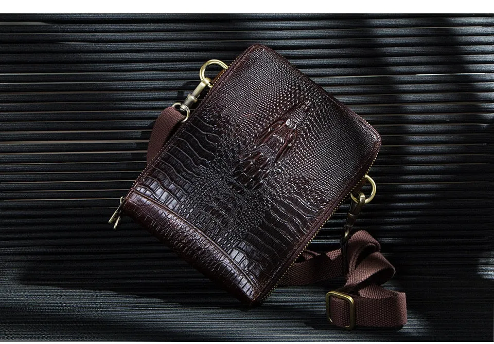 Men's Single Strap Genuine Leather Flap Shape Casual Messenger Bag