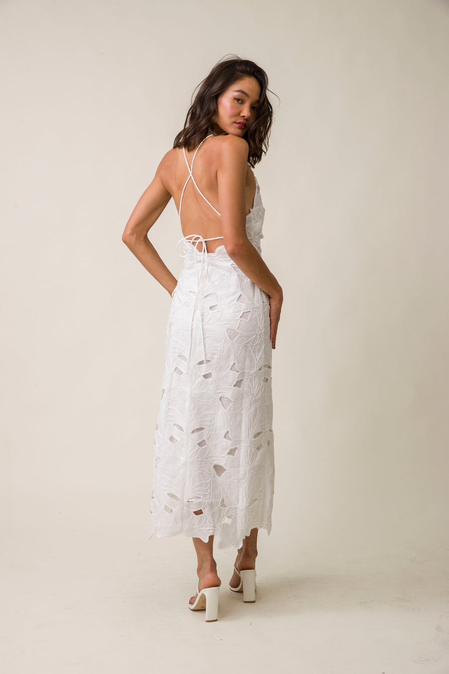 Morning Glory Midi Dress in White