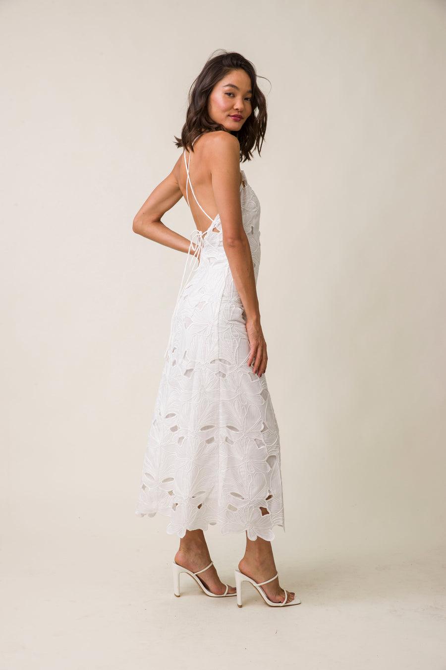 Morning Glory Midi Dress in White