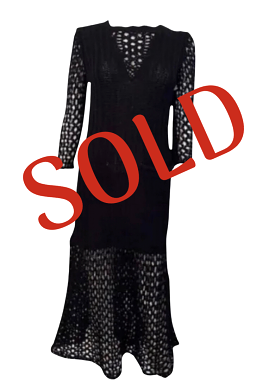 NWT Chanel 14P 2014 Spring Black Maxi Crochet Dress FR 38