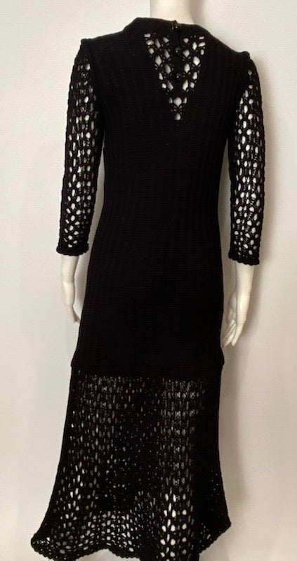 NWT Chanel 14P 2014 Spring Black Maxi Crochet Dress FR 38