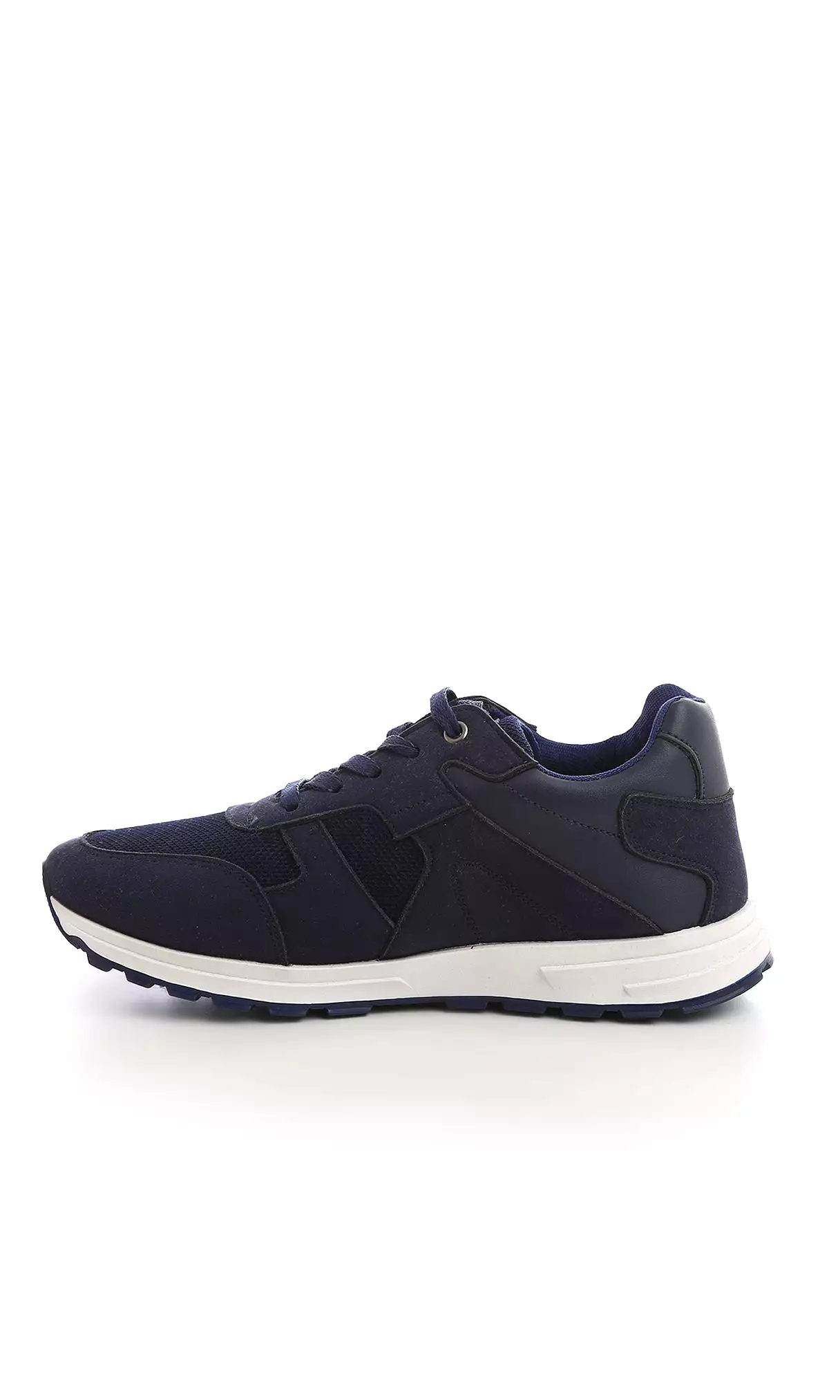 O171186 Oval Toe Navy Blue Leather Casual Shoes