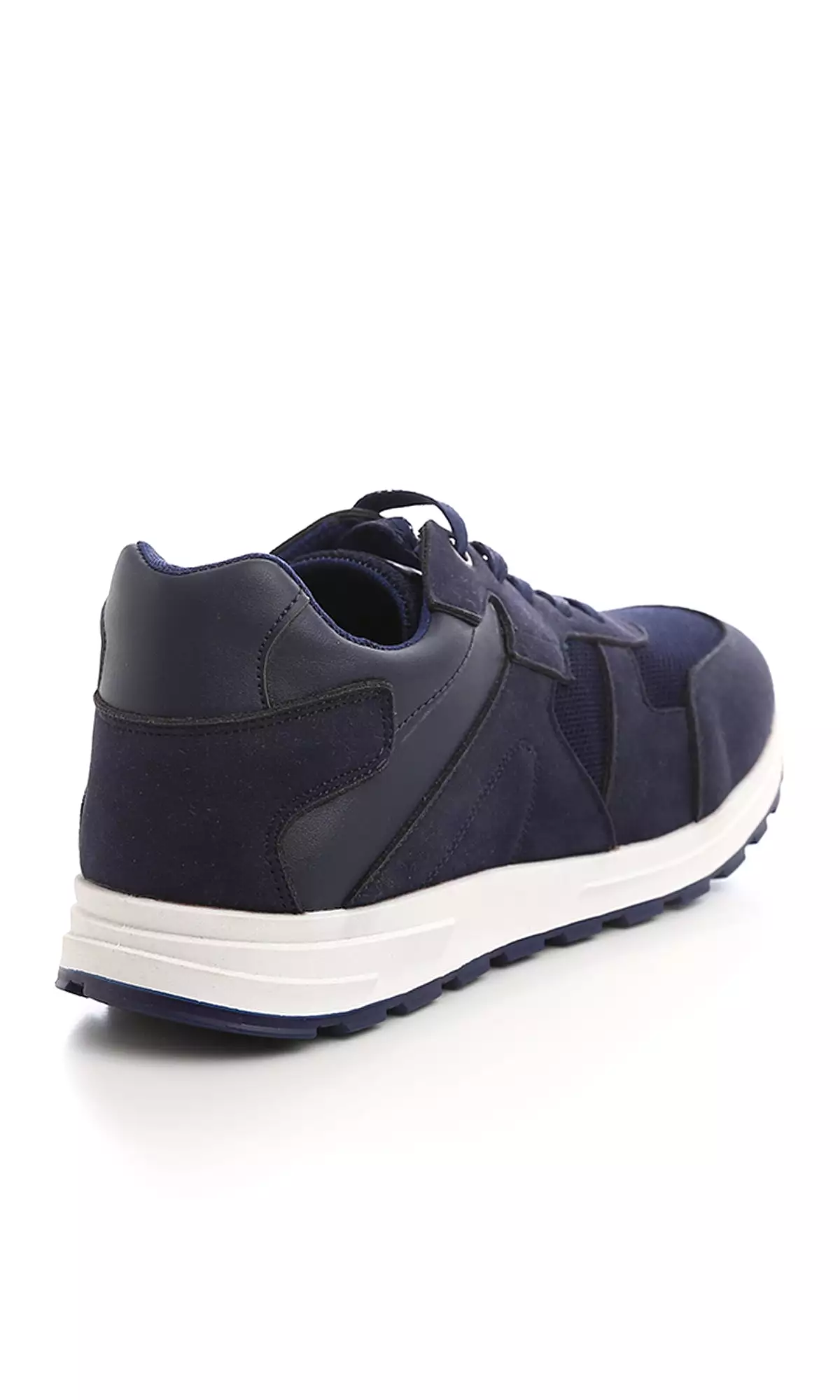 O171186 Oval Toe Navy Blue Leather Casual Shoes