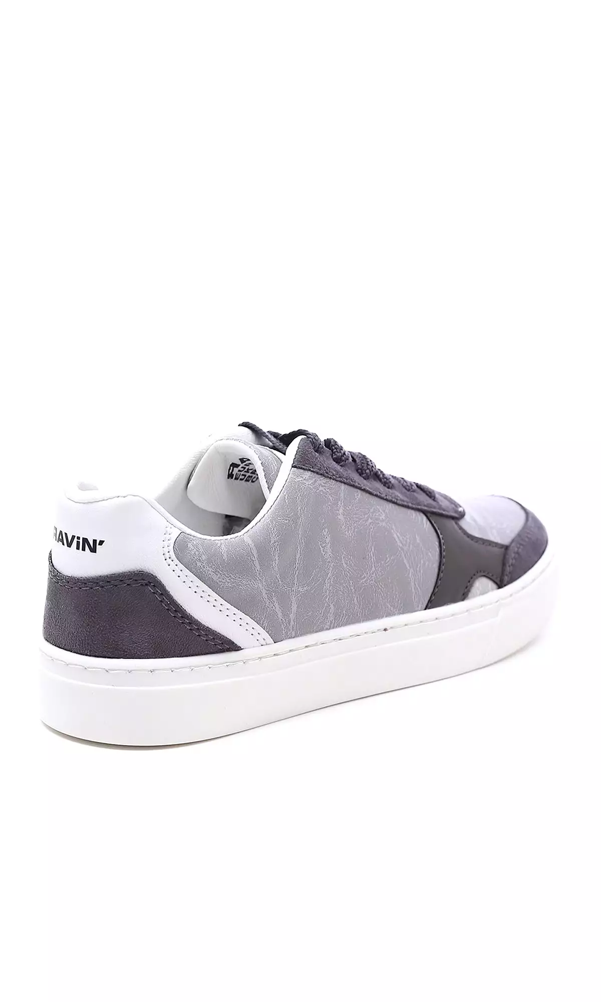 O176366 Textured Leather & Suede Casual Shoes - Grey