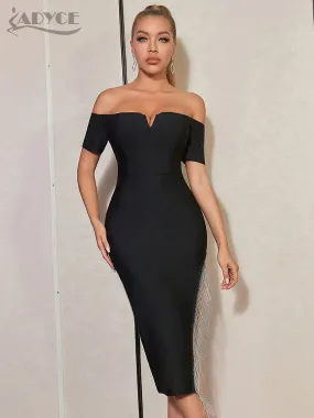 Off Shoulder Diamonds Evening Party Dress