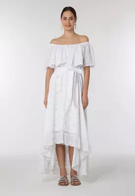 Off Shoulder Schiffli Dress