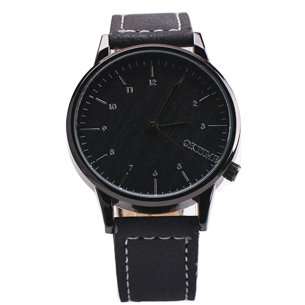 OKTIME Mens Sports Watches Relogio Masculino Faux Leather Band Quartz neutral table Wrist Watch Men's Clock