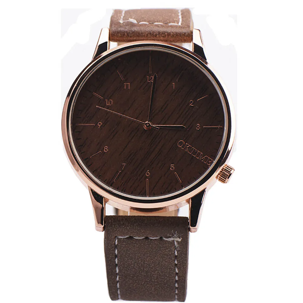 OKTIME Mens Sports Watches Relogio Masculino Faux Leather Band Quartz neutral table Wrist Watch Men's Clock