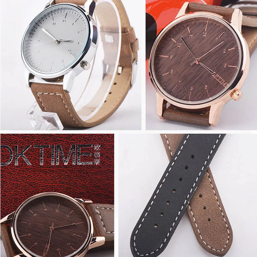 OKTIME Mens Sports Watches Relogio Masculino Faux Leather Band Quartz neutral table Wrist Watch Men's Clock