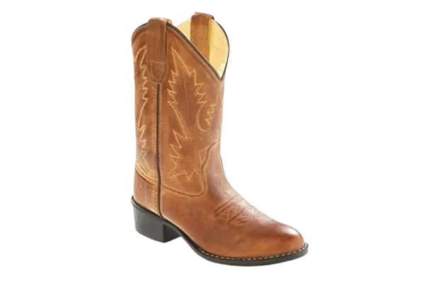 Old West Light Tan Canyon Childrens Boys Leather J Toe Cowboy Western Boots