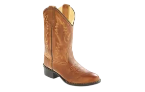 Old West Light Tan Canyon Childrens Boys Leather J Toe Cowboy Western Boots