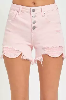 PINK BUTTON FLY SHORTS