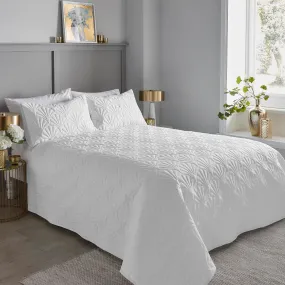 Quilted Fan Bedspread - White - 200x230cm