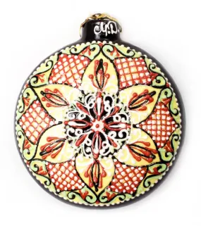 Quilted Neon Geometrical Small Round Ceramic Ornament