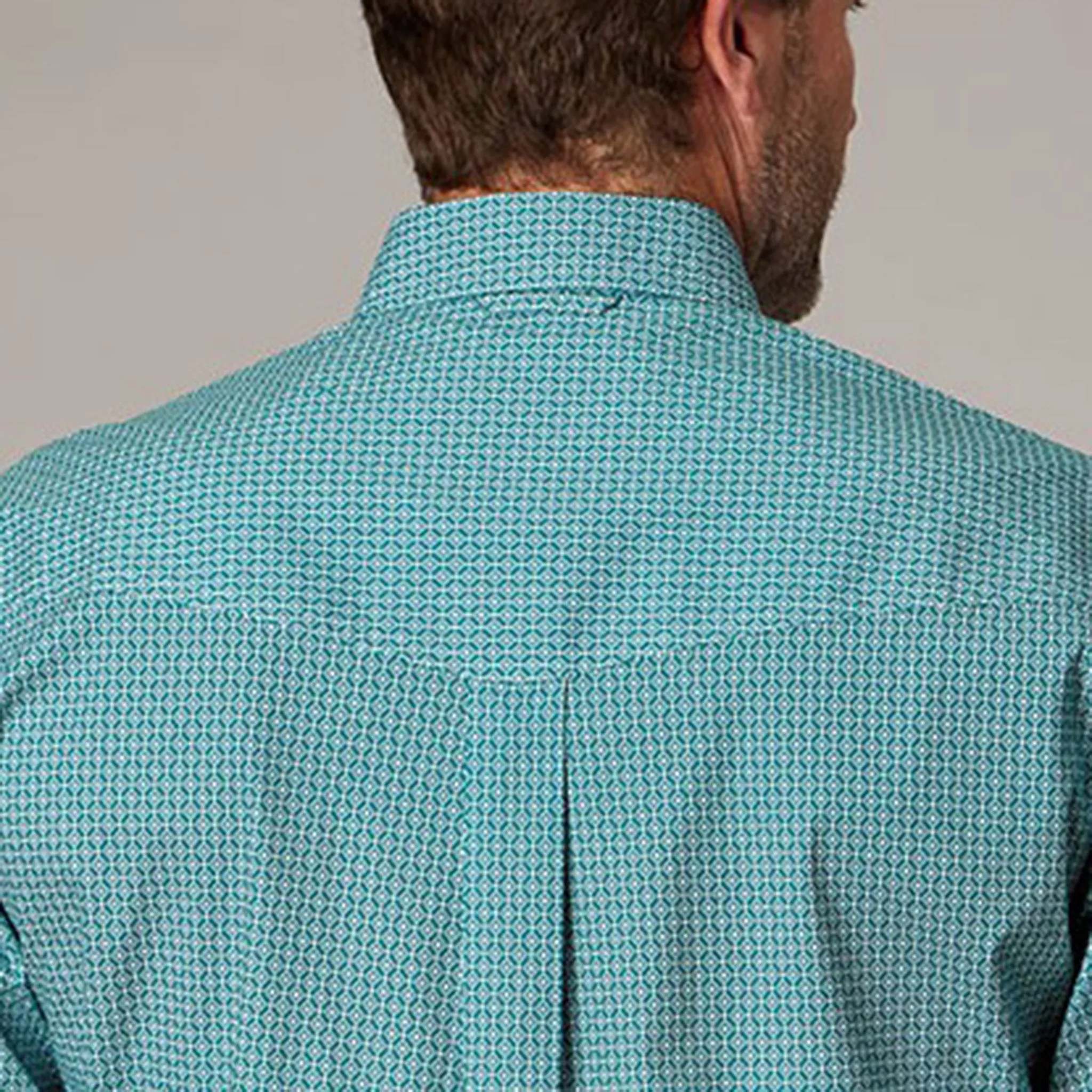 Roper Men's Teal Geo Print Long Sleeve