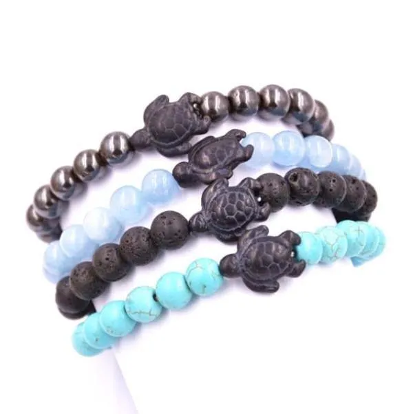 Sea Turtle Lava Stone Bracelets