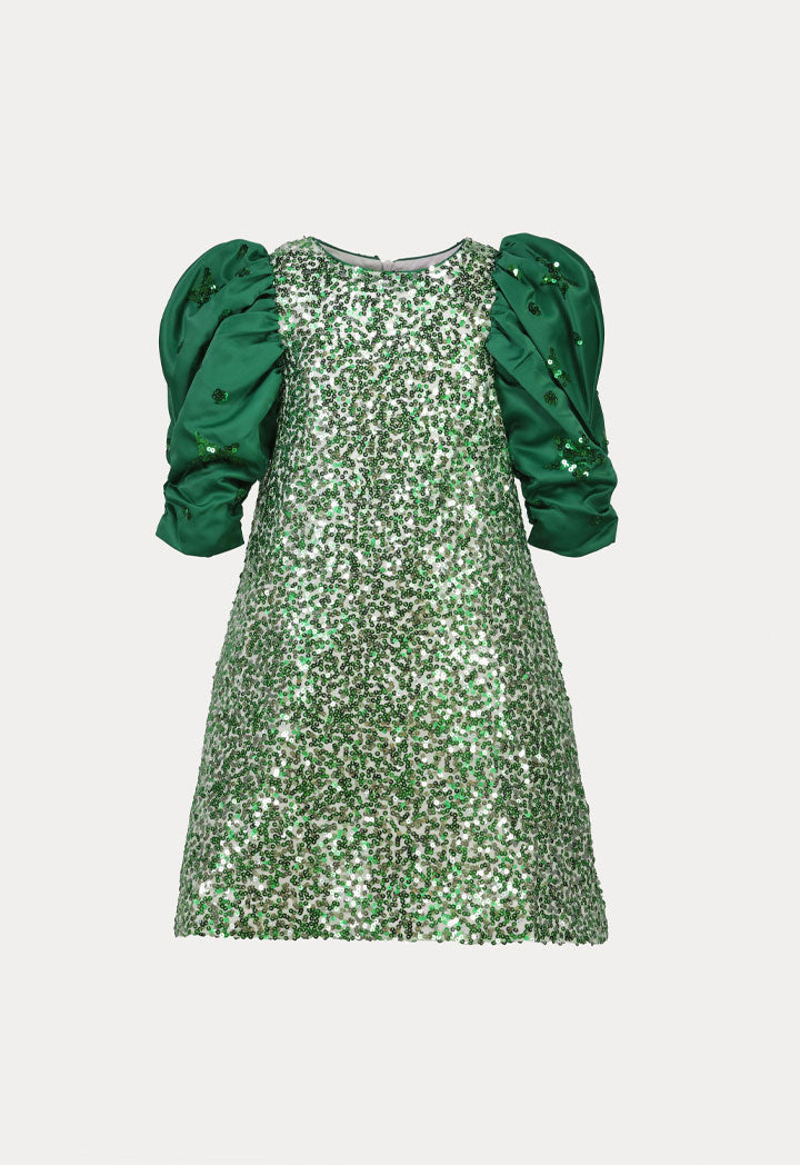 Sequin Puff Sleeve Dress