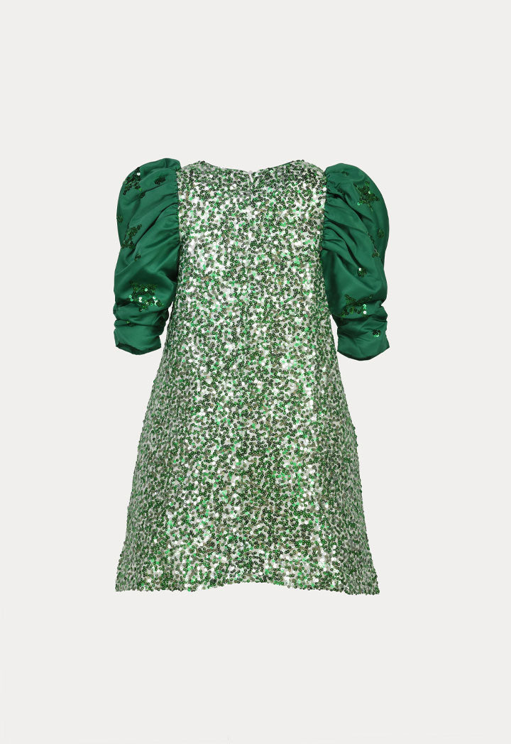 Sequin Puff Sleeve Dress