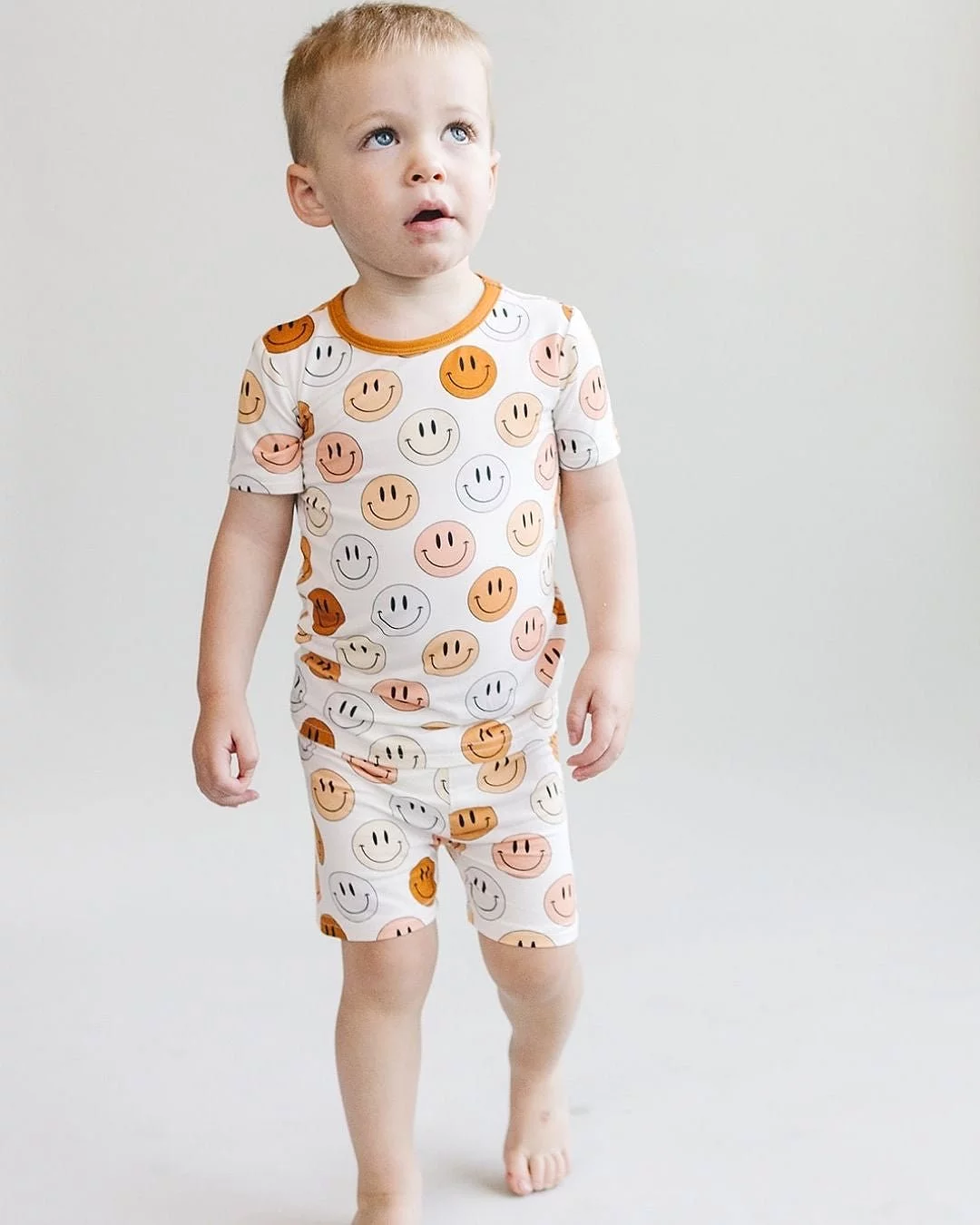 Smiley Bamboo Two Piece Shorts Set | Copper