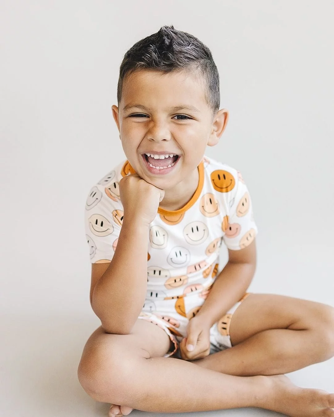 Smiley Bamboo Two Piece Shorts Set | Copper