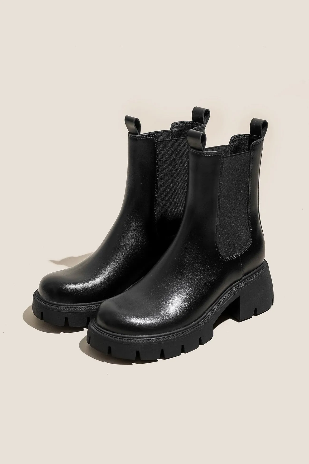 Solid Color Platform Chelsea Ankle Boots