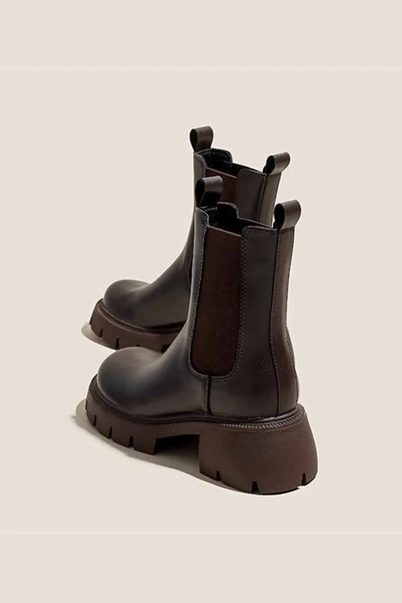 Solid Color Platform Chelsea Ankle Boots