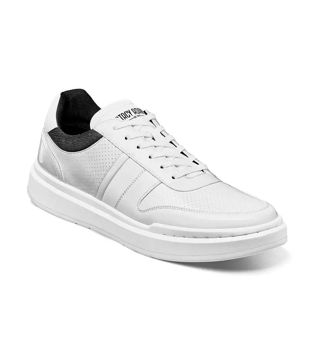 Stacy Adams - CASHTON Moc Toe Lace Up Sneaker - White Patent - 25531-122