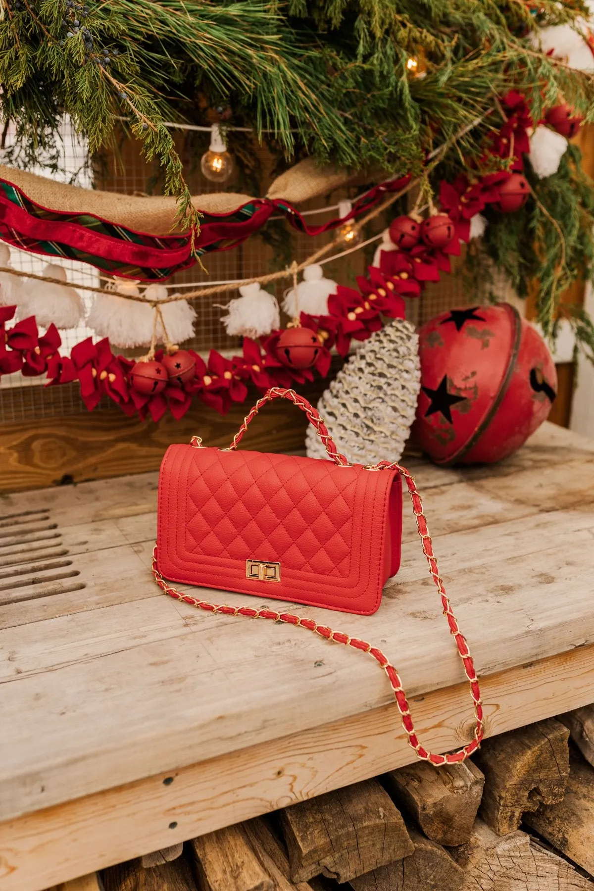 Stay Stylish Quilted Purse- Holiday Red