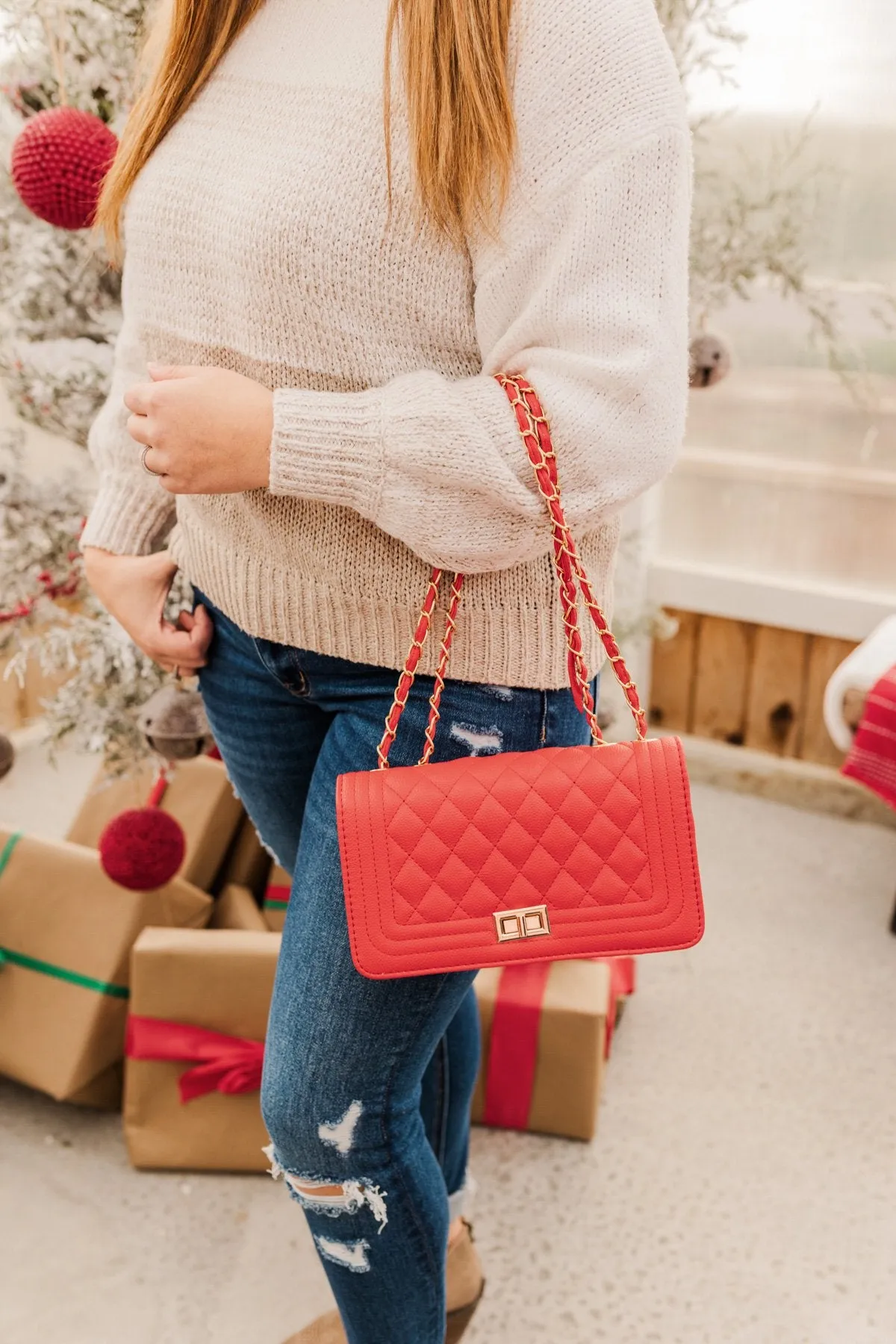 Stay Stylish Quilted Purse- Holiday Red