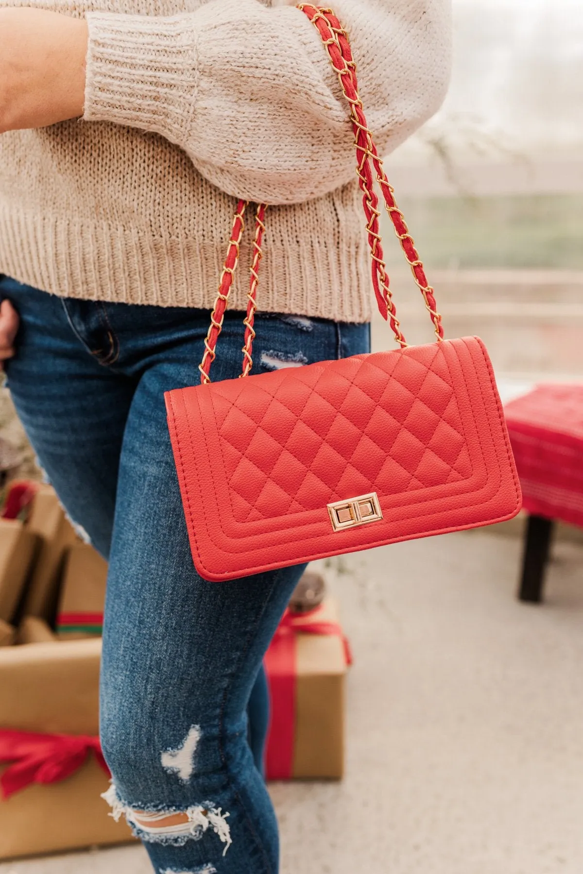 Stay Stylish Quilted Purse- Holiday Red