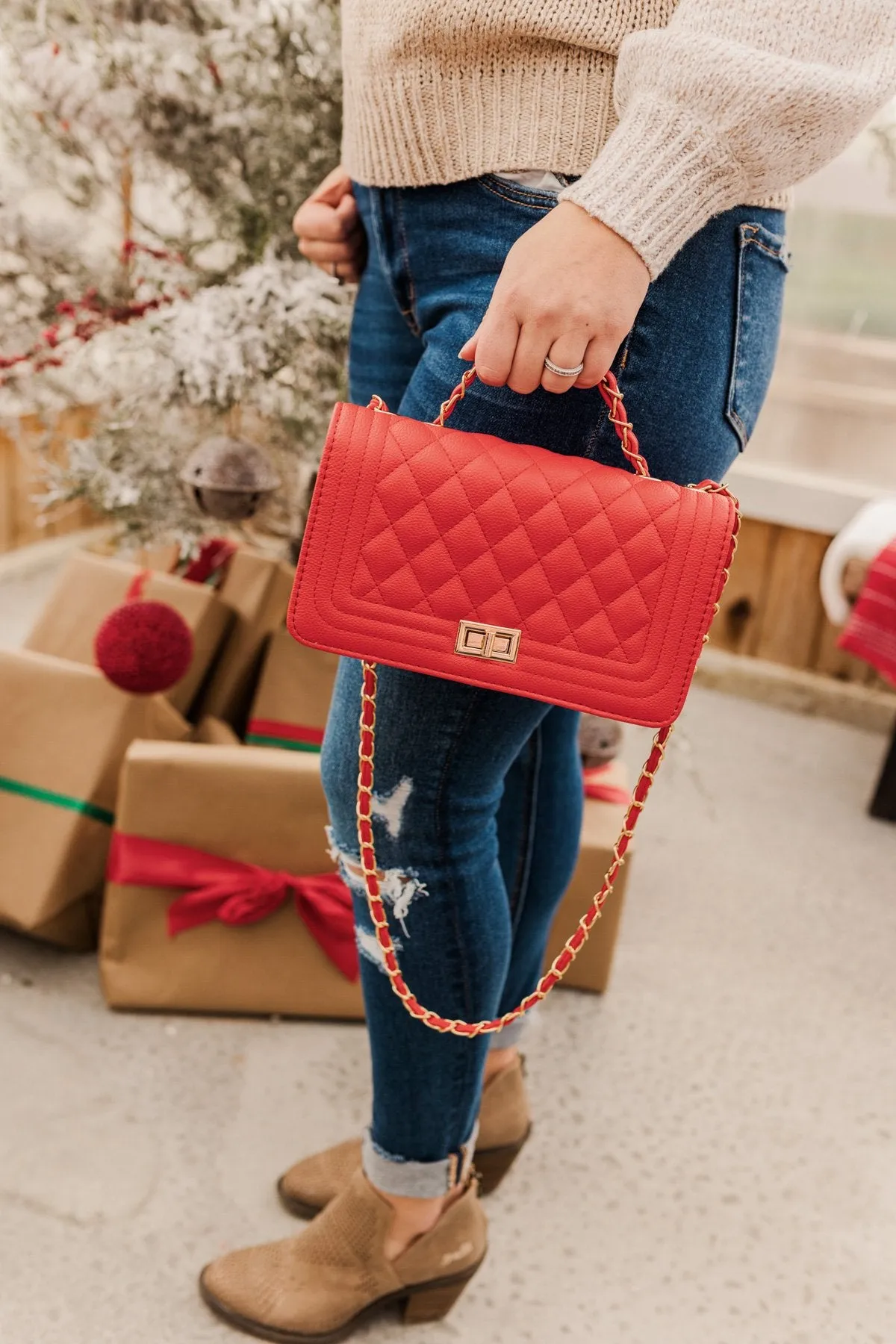 Stay Stylish Quilted Purse- Holiday Red