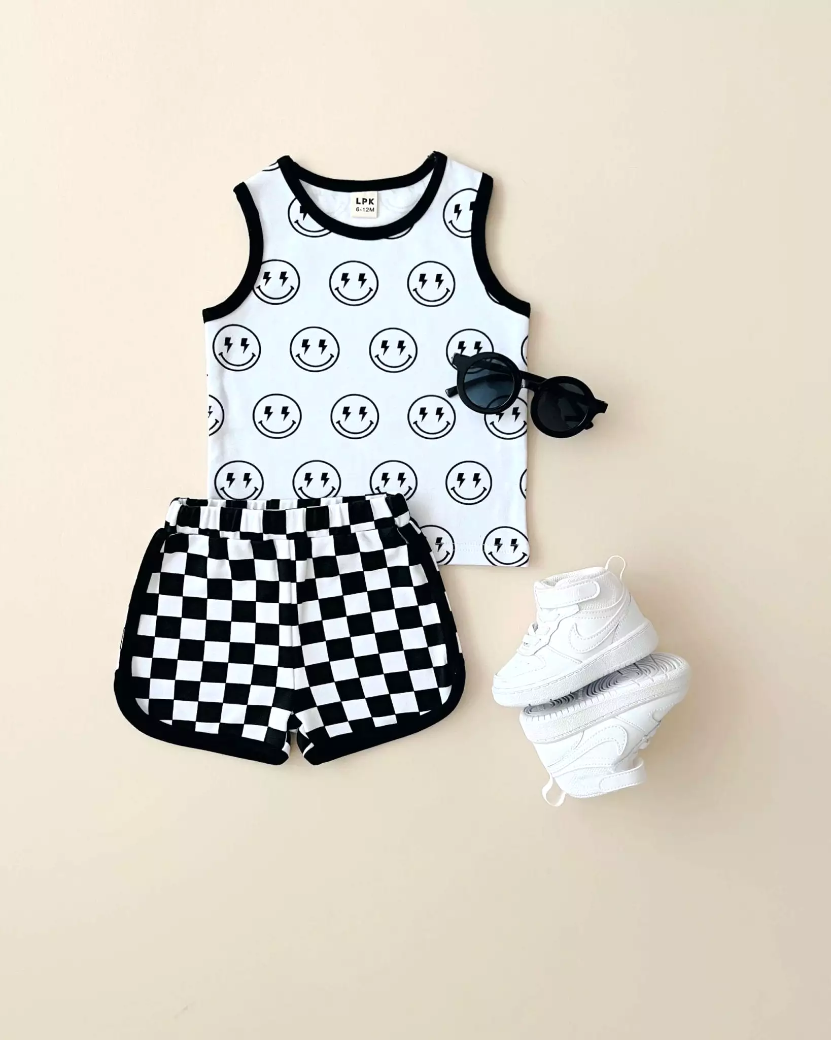 Tank & Shorts Set | Checkered Smiley