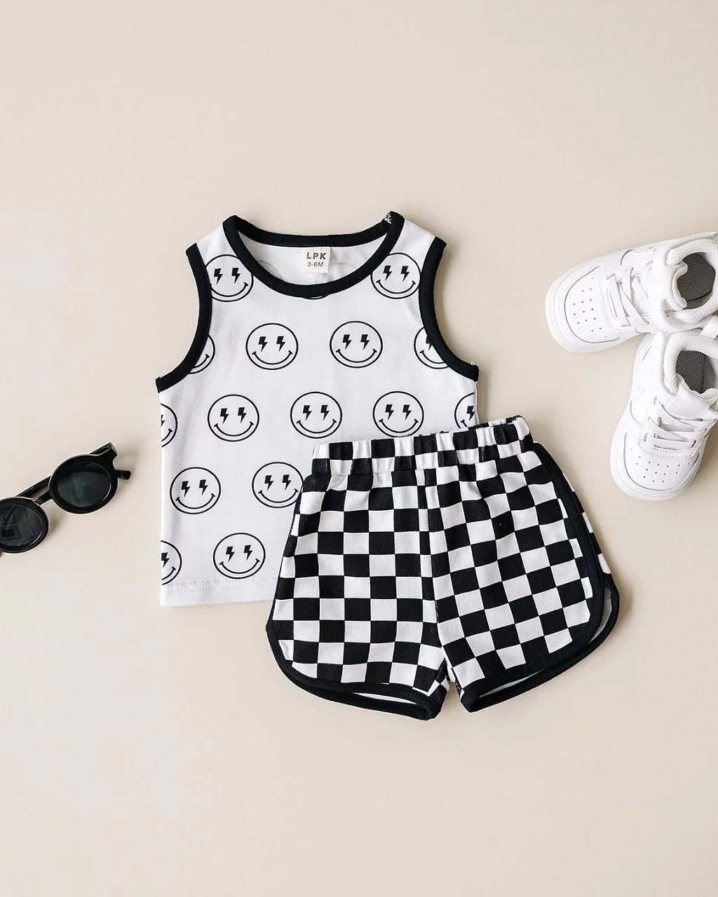 Tank & Shorts Set | Checkered Smiley