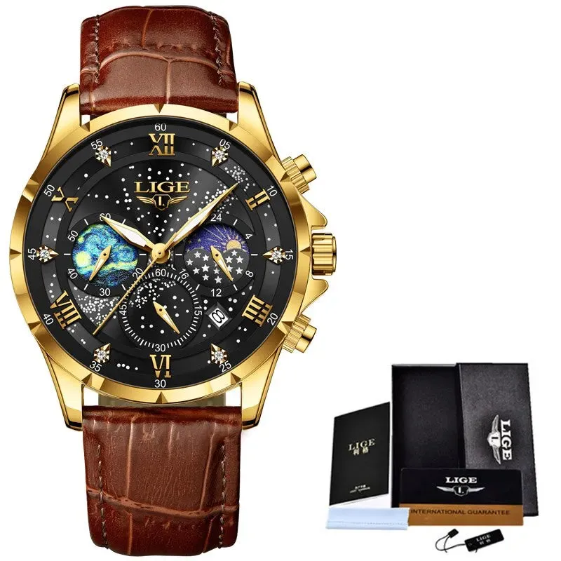 Top Luxury Brand Men Genuine Watches Date Quartz Clock