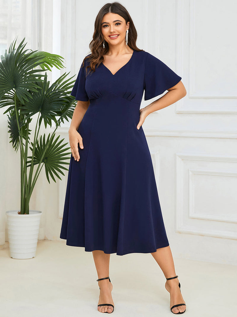 V neck A Line Dress   EM01577