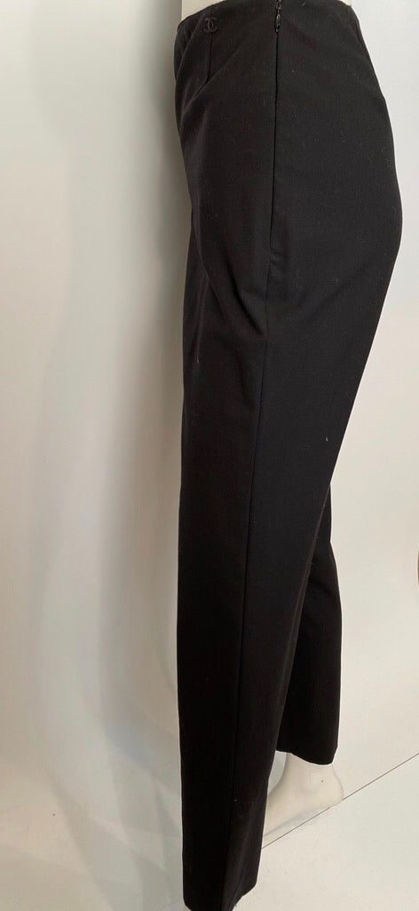 Vintage Chanel 01P, 2001 Spring Black Straight Leg Pants Trousers FR 40