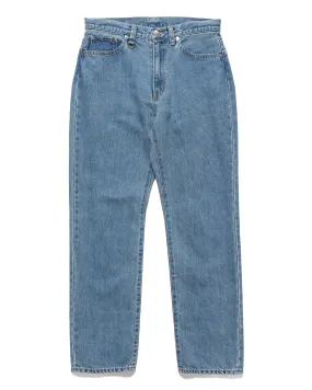 Washed Linen Denim Standard Pants Light Indigo