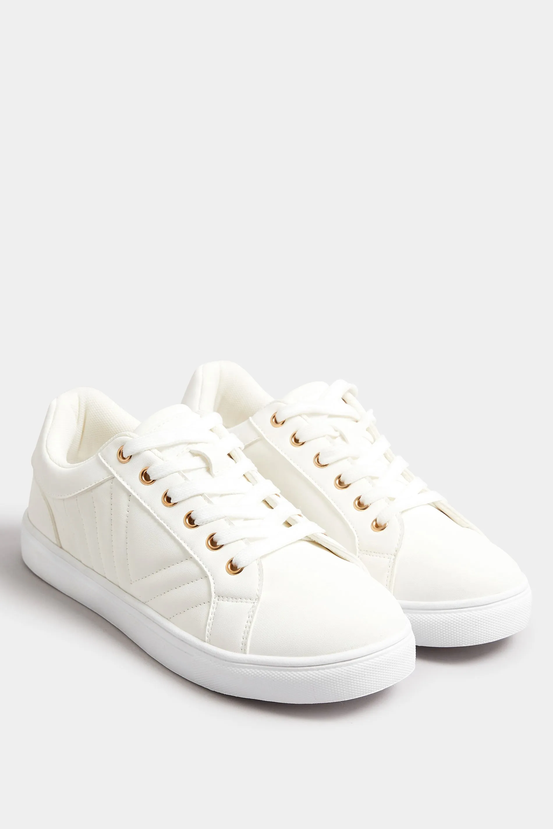 White Quilted Trainers In Extra Wide EEE Fit