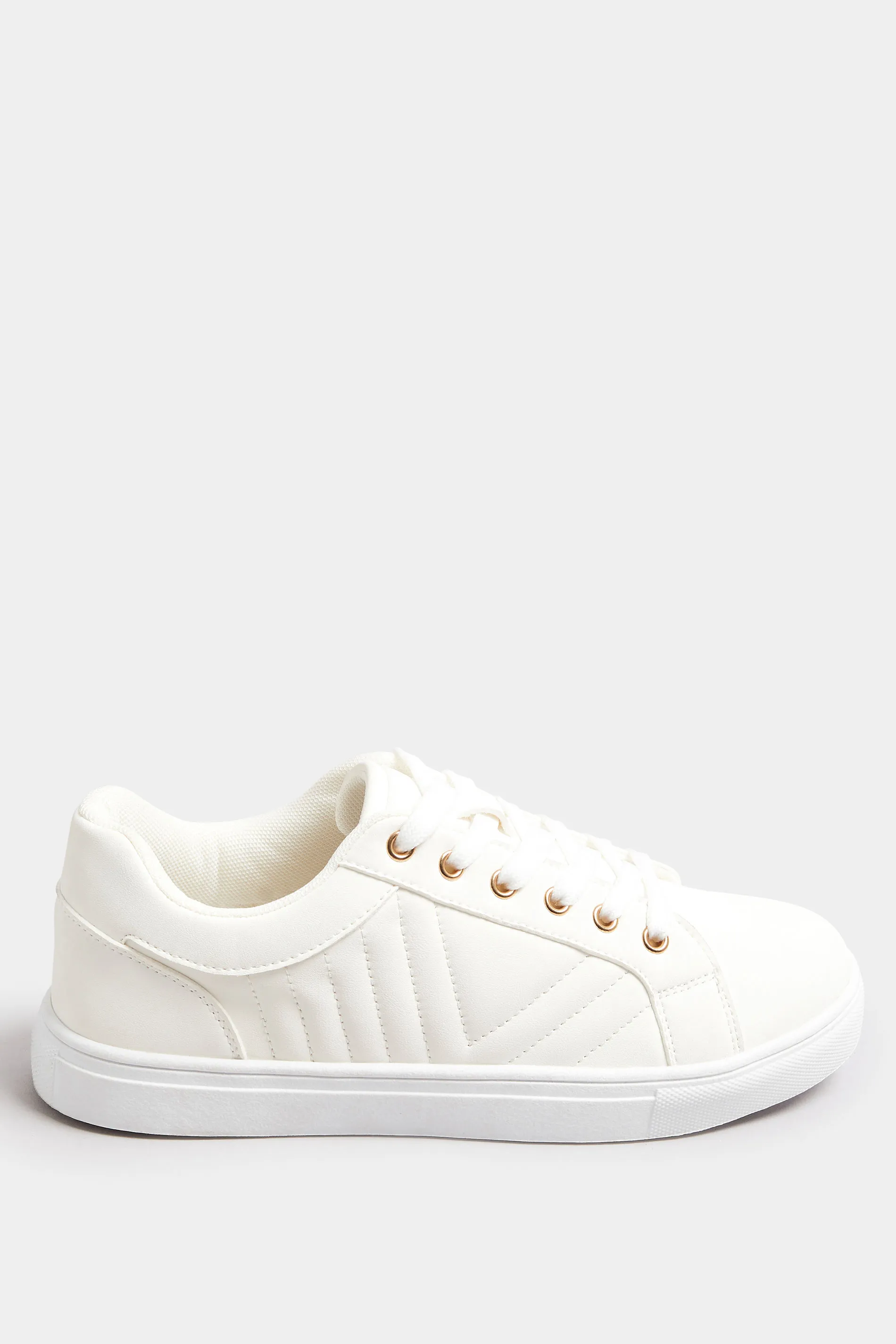 White Quilted Trainers In Extra Wide EEE Fit