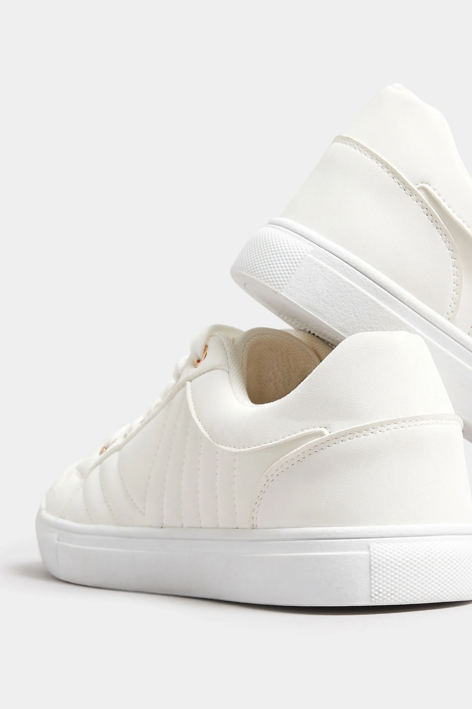 White Quilted Trainers In Extra Wide EEE Fit