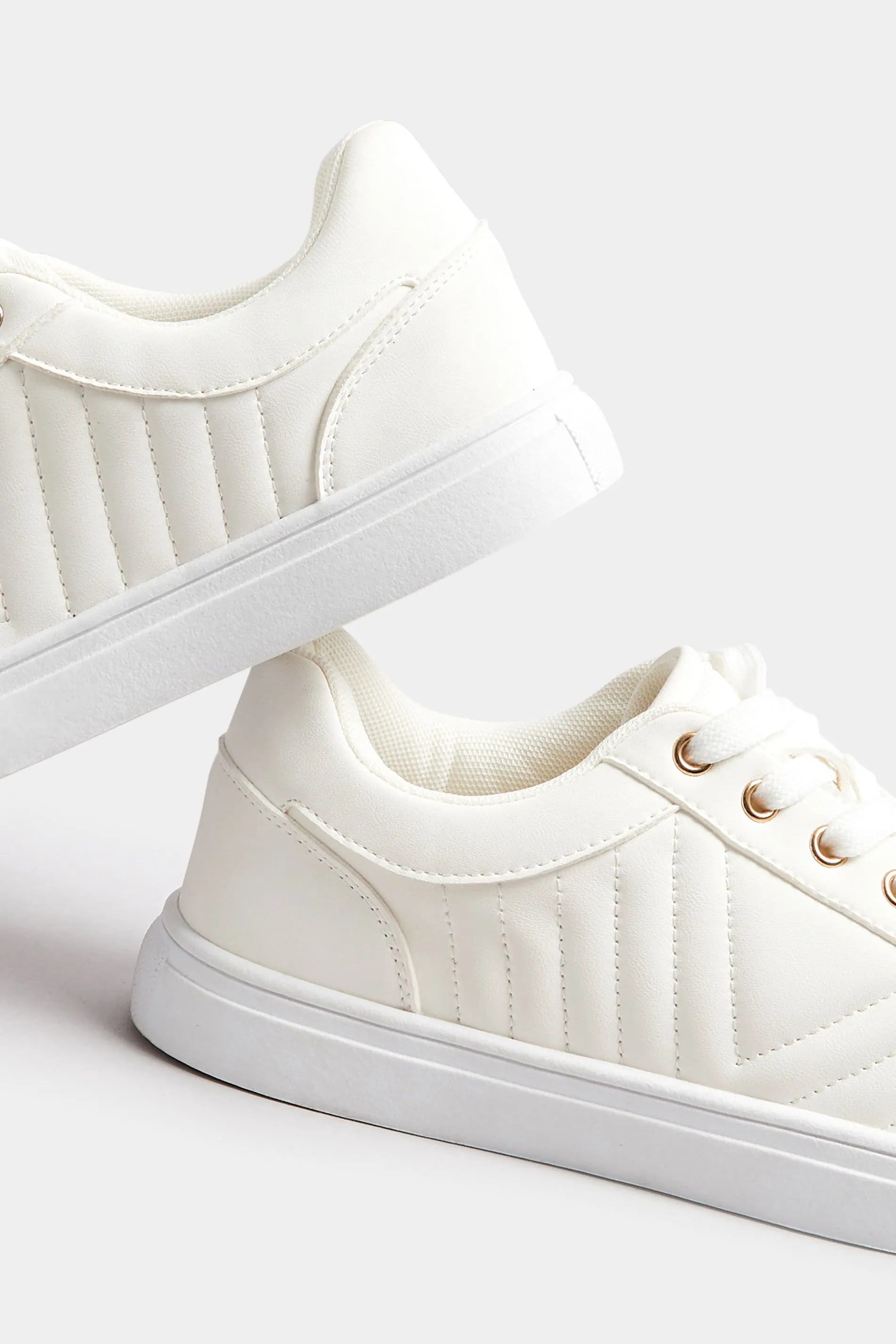 White Quilted Trainers In Extra Wide EEE Fit