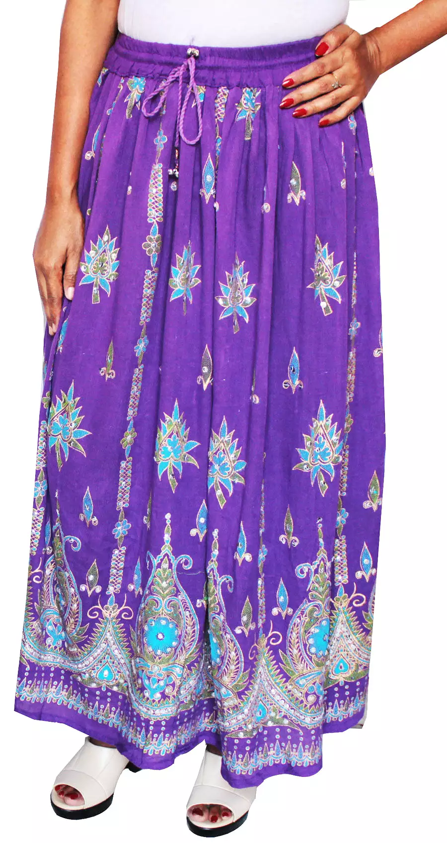 Womens Indian Skirts Sequins Ankle Length India Clothing (Purple)